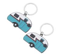 DECOMELODY 2 Stück Camper Schlüsselanhänger aus Leichtem Zinklegierung Metall Langlebige Wohnmobil Anhänger Bunte Stabile Wohnwagen Geschenke für Campingfans und