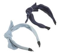 DECOMELODY 2 Stück-pack Jeans Haarband Damen Breites Denim Stirnband Mit Übergroßer Schleife Mädchen Haarreif Mit Weichem Innenfutter Für Alltag Und Mottopartys