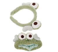 DECOMELODY 2 Stück Plüsch Frosch Haarband Weiches Spa Stirnband mit Niedlichen Tierohren Elastisches Kuscheliges Gesichtswasch Haarband für Damen und Cartoon Haarschmuck für Alltag und Party
