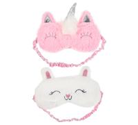 DECOMELODY 2 Stück Plüsch Schlafmaske Cartoon Weich Komfortabel Augenmaske mit Verstellbarem Gurt für Damen und Herren Reise Nickerchen Verdunkelnd Augenbinde ohne Druck