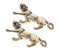 DECOMELODY 2 Stück Vintage Messing Tiger Schlüsselanhänger Tiger Statue Anhänger für Haus Büro Geschenk Kreative Feng Shui Dekoration und Sammlerobjekt