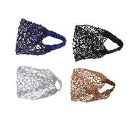 DECOMELODY 4 Stück Teiliges Spitzen Haarband mit Perlen Dehnbares Breites Spitzen Haarband für Damen Komfortable Haarschmuck Accessoires für Alltag Party und Besondere Anlässe