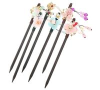 DECOMELODY 6 Stck Teiliges Vintage Haarstäbchen aus Holz mit Retro Blumen design und Quasten Elegante Chinesische Haarnadeln für Frauen Haarschmuck für Hanfu Hochzeit Party und Alltag