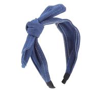 DECOMELODY Breites Jeans stirnband mit Modischem Schleifenknoten für Damen Weiches Bequemes Haarband aus Polyester und Kunststoff Vielseitiger Haarschmuck für Alltag Party und Hochzeit