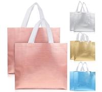 DECOMELODY Glänzende Tragetaschen mit Henkeln 8 Stück Bunte Einkaufstaschen aus Aluminiumfolie Wiederverwendbare Verpackungsbeutel für Geschenke Hochzeit und Alltag