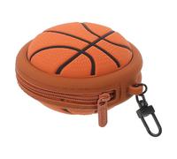 DECOMELODY Kleiner Silikon Münzbeutel in Basketballform Sportliche Schlüsselbörse mit Reißverschluss Kleiner Organizer für Kopfhörer und Datenkabel Tragbare 10 X 9,1 X 5,5cm
