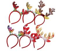 DECOMELODY LED Geweih Stirnband 6 Stück Weihnachts Haarschmuck mit Pailletten Leichter Verformungsbeständiger Kopfschmuck für Festliche Partys und Winterfeiern