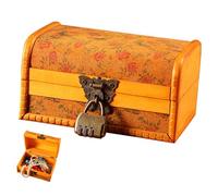 DECOMELODY Vintage Schmuckkasten aus Holz mit Schloss Abschließbare Aufbewahrungsbox für Ringe und Schmuck Dekorative Holzbox im Klassischen Stil Kompakt und Tragbar für Damen