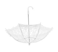 DECOMELODY Weißer Spitzenschirm Kleiner Sonnenschirm Fotorequisite für Bühnenauftritte und Partydeko