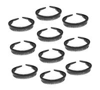 DECORNIJIA 10 Stück Teiliges Rutschfestes Haarreif mit Zähnen Elastisches Stirnband für Damen und Herren Leichter Stabiler Haarschmuck für Sport Outdoor Fitness und Alltag Schwarzes Haarband