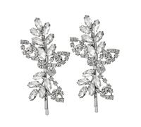 DECORNIJIA 2 Stück Haarschmuck Strass Haarspangen Blattform Silber für Mädchen und Frauen Stabile Fixierung für Kurze Lange Lockige und Glatte Haare Praktisches Accessoire für Alltag und