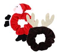 DECORNIJIA 2 Stück Weihnachts Haargummis Aus Samt Weihnachtliche Haarbänder Für Damen Und Mädchen Weiches Haarzubehör Mit Weihnachtsmann Rentier Festliche Haarschmuck Für Dickes Haar Und Feiertage