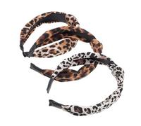 DECORNIJIA 3 Stück Breites Leopard Knoten Haarband Damen Chic Stirnband mit Stoff Knotiger Haarschmuck für Alltag Sport und Outdoor Passend für Verschiedene Frisuren und Outfits