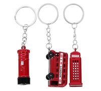 DECORNIJIA 3 Stück Londoner Souvenir Schlüsselanhänger aus Metall mit Bus Telefonzelle und Briefkasten Britische Reisegeschenke für Sammler und Autoanhänger