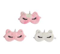 DECORNIJIA 3 Stück Schlafmaske Augenbinde Cartoon Einhorn Plüsch Komfortable Augenmaske für Schlaf Reisen Büro Mittagspause Rosa Weiß Batik Farbverlauf