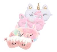 DECORNIJIA 4 Stück Teiliges Einhorn Schlafmasken aus Weichem Plüsch Lichtundurchlässige Verschleißfeste mit Mehrfarbigem Farbverlauf Vielseitige Augenabdeckungen für Zuhause Reisen Büro und