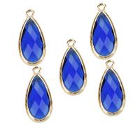 DECORNIJIA 5 Stück Teiliges Wassertropfen Glas Anhänger Facettierte Blaue DIY Schmuck Charms Mini Anhänger mit Rand für Ohrringe Halsketten Armbänder Schmuckherstellung Zubehör