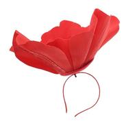 DECORNIJIA Großer Blumen Fascinator Haarreif Damen Rotes Stirnband mit Auffälliger Blumendekoration Rutschfestes Haaraccessoire für Party Festival und Pferderennen