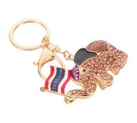 DECORNIJIA Schlüsselanhänger Elefant mit Strass Metall Thailand Flagge Taschenanhänger Damen Glücksbringer Reise Souvenir Rucksack Anhänger