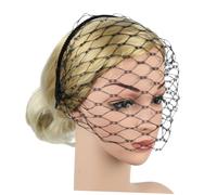DECORNIJIA Schwarzes Gazeschleier Haarband Kopfstück Für Hochzeit Und Party Leichtes Kopfschmuck Stirnband Fest Sitzender Brautschleier Als Foto Requisit