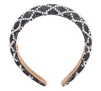 DECORNIJIA Wasserfester Schwarzer Perlen und Strass Haarreif Damen Gepolstert Rutschfest Vielseitiges Modisches Stirnband für Frisuren und Besondere Anlässe