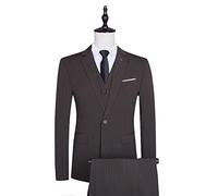 Decorsure Herren 3-teilige Slim Fit Anzug Set, Herren Casual Elegant Button Solid Blazer Nadelstreifen Business Hochzeitsfeier Jacke Weste Hose Set,Gray,XL