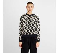 DEDICATED Damen Strickpullover Arendal Cats aus Biobaumwolle - Schwarz Weiß Schwarz Weiß S