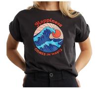 DEDICATED - Women's T-Shirt Visby Happiness - T-Shirt, Gr. XL, schwarz (Charcoal)
