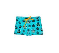 Dedoles Badehose Herren Jungen 100% recyceltes Polyester Badeshorts für Männer lustige Designs Kokosnuss Zitronen Surf Schwimmer Swim Trunks, Farbe: Blau, Motiv: Piratenboot, Gr. 5-6 Jahre