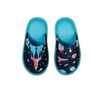 Dedoles Hausschuhe Damen Herren & Kinder Memory-Foam viele lustige Designs Einhorn Musik Regenbogen Comics Spiele Geschenk, Farbe: Planeten und Raketen, Gr.: 30-31 EU