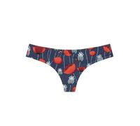 Dedoles Slip Damen & Mädchen Panties Unterwäsche Baumwolle viele lustige Designs Blumen Apfel Avocado Einhorn Party Meerjungfrau, Farbe Blau, Motiv Marienkäfer und Mohnblumen Tanga, Gr. XS