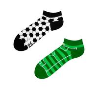 Dedoles Sneaker Socken Low Cut Füßlinge Unisex Damen Herren Baumwolle lustiges Design Geschenk links rechts verschieden, Farbe Grün, Motiv Fußball Knöchelsocken, Gr. 43-46