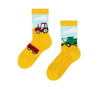 Dedoles Socken Kinder Mädchen Jungen Baumwolle viele lustige Designs Weihnachtssocken 1 Paar, Farbe Gelb, Motiv Traktor, Gr. 23-26
