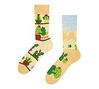 Dedoles Socken Unisex Damen Herren & Kinder Baumwolle viele lustige Designs 1 Paar Geschenk links rechts verschieden, Farbe Beige, Motiv Kaktusliebe, Gr. 39-42