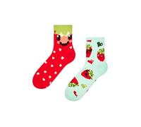 Dedoles Socken Unisex Damen Herren & Kinder Baumwolle viele lustige Designs Fussball Fahrrad Pferde Geschenk links rechts verschieden, Farbe: Mehrfarbig, Motiv: Pixel-Erdbeeren (Crewsocken), Gr. 35-38