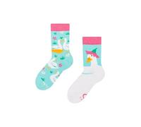 Dedoles Socken Unisex Damen Herren & Kinder Baumwolle viele lustige Designs Fussball Fahrrad Pferde Geschenk links rechts verschieden, Farbe: Blau, Motiv: Gänse und Blumen, Gr. 31-34