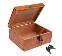 dedoot Aufbewahrungsbox aus Holz, dekorative Holzkiste im Vintage-Stil, handgefertigt, mit Schloss und Schlüssel, für Schmuck, Geschenk-Aufbewahrungsbox und Heimdekoration, Braun, 24 x 19 x 11,4 cm