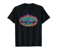 Deep Purple Klassisches T-Shirt mit Logo in Flammen - Unisex Erwachsene, Schwarz, S