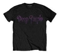 Deep Purple Herren Vintage Logo Slim Fit T-Shirt Schwarz - Schwarz - Groß