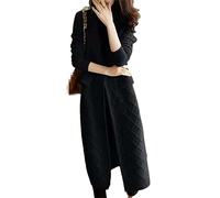 Deepsko Damen Strickjacke Aus Wolle, Dick, Lang, Für Herbst Und Winter, Lockere Oberteile Black L 53kg-57.5kg