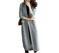 Deepsko Damen Strickjacke Aus Wolle, Dick, Lang, Für Herbst Und Winter, Lockere Oberteile Gray M 47.5kg-52.5kg