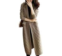 Deepsko Damen Strickjacke Aus Wolle, Dick, Lang, Für Herbst Und Winter, Lockere Oberteile khaki9 XXXL 68kg-72.5kg