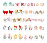 Deepton 20 Paar Ohrclips, Klipp Ohrringe, Ohrringe Zum Klipsen, Einhorn-Blumen-Prinzessin-Ohrring Set (E)