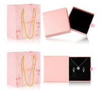 Deepton Schmuck Geschenkbox, 2 Stück Schmuckbox, Schmuckschatulle mit 2 Stück Geschenktasche, Schmuck Box, Schmuckbox Klein, Schmuckschachtel für Halskette Ring Geschenke Display Weihnachten