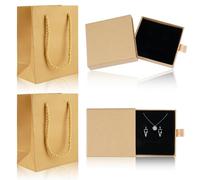 Deepton Schmuck Geschenkbox, 2 Stück Schmuckbox, Schmuckschatulle mit 2 Stück Geschenktasche, Schmuck Box, Schmuckbox Klein, Schmuckschachtel für Halskette Ring Geschenke Display Weihnachten