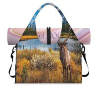 Deer Sporttasche für Damen und Herren, Herbst-Hirsch-Wochenende, Übernachtungstasche mit Schuhfach, Schultertasche, Gepäcktasche für Yoga, Fitnessstudio, Reisen, farbe, L, Taschen-Organizer