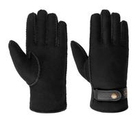 Stetson Deerskin Lambswool Handschuhe Herren - HANDMADE - Mit Lammwolle gefüttert - Aus 100% Hirschleder - Lederhandschuhe für Herren mit Druckknopfverschluss - Herbst/Winter Schwarz 10 HS