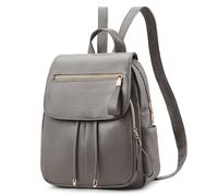 DEEVORCA Damen Rucksack aus PU-Leder - Wasserdichter Cityrucksack mit Diebstahlschutz, mittelgroßer Freizeitrucksack mit mehreren Fächern für Alltag, Arbeit & Reisen Grau