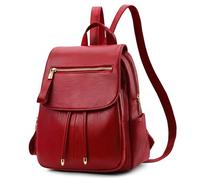 DEEVORCA Damen Rucksack aus PU-Leder - Wasserdichter Cityrucksack mit Diebstahlschutz, mittelgroßer Freizeitrucksack mit mehreren Fächern für Alltag, Arbeit & Reisen Rot