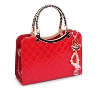 DEEVORCA Mode Damen Handtasche Elegant Umhängetasche Perle Anhänger Lässig Crossbody Tasche Reisen Dating Arbeiten Party Hochzeit Pu Leder Mittel Multifunktional Messenger Bag Rot A